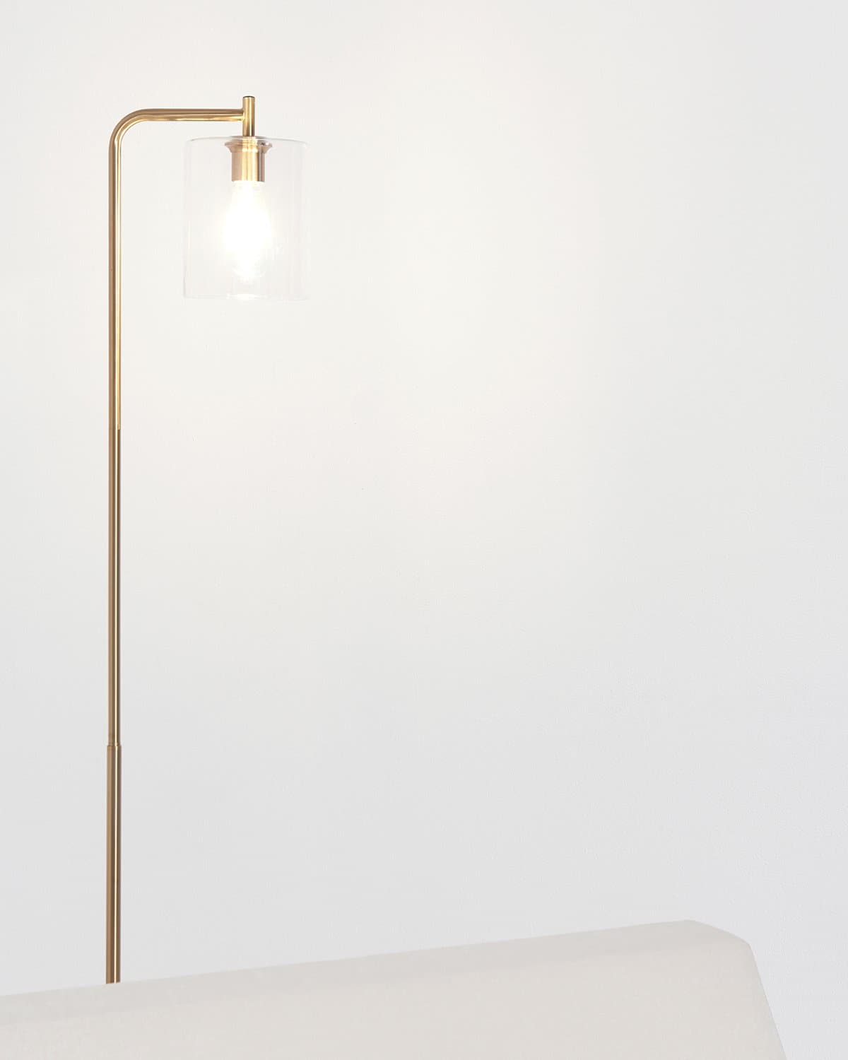 Modern Brass Floor Lamp with Glass Pendant