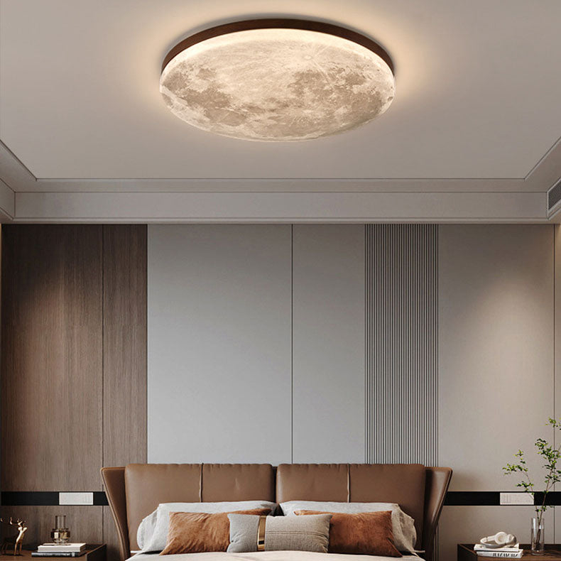 Nordic Wood LED Ceiling Light with Moon Glow