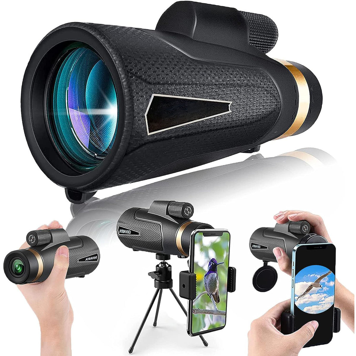 12x Magnification Waterproof Monocular Telescope With Adjustable Eye Cup - Image 1