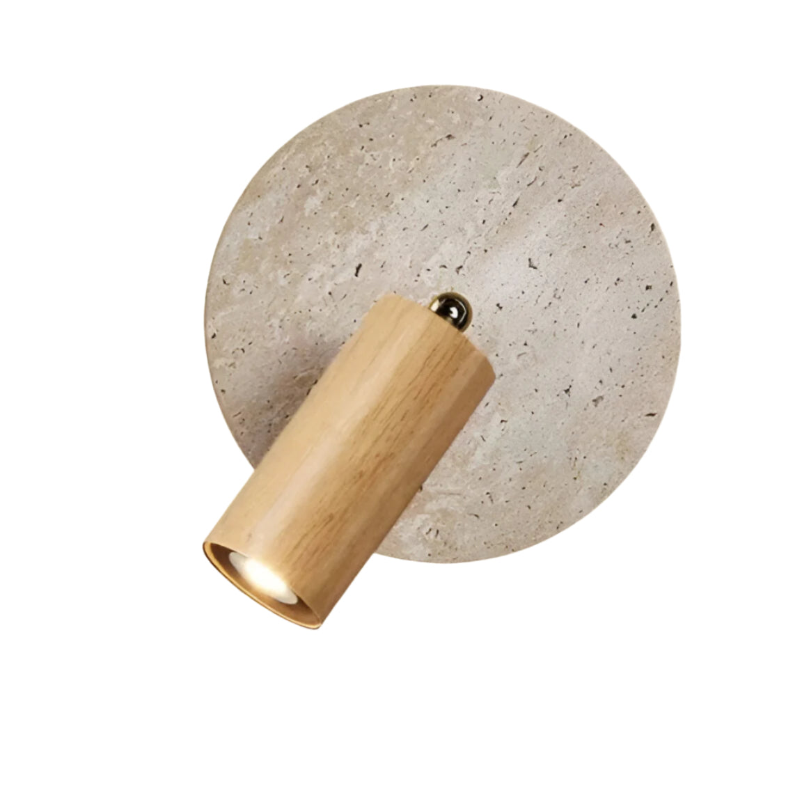 Travertine Wood Wall Sconce with Pull Chain