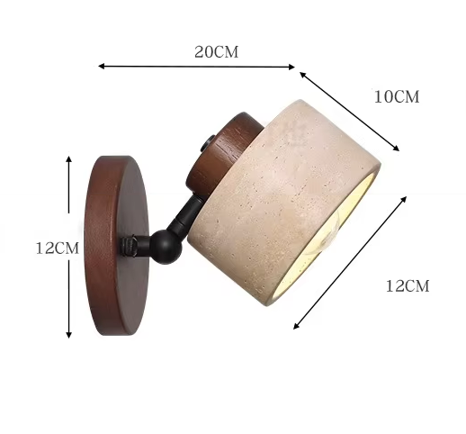 Travertine Wood Wall Sconce with Pivot Shade