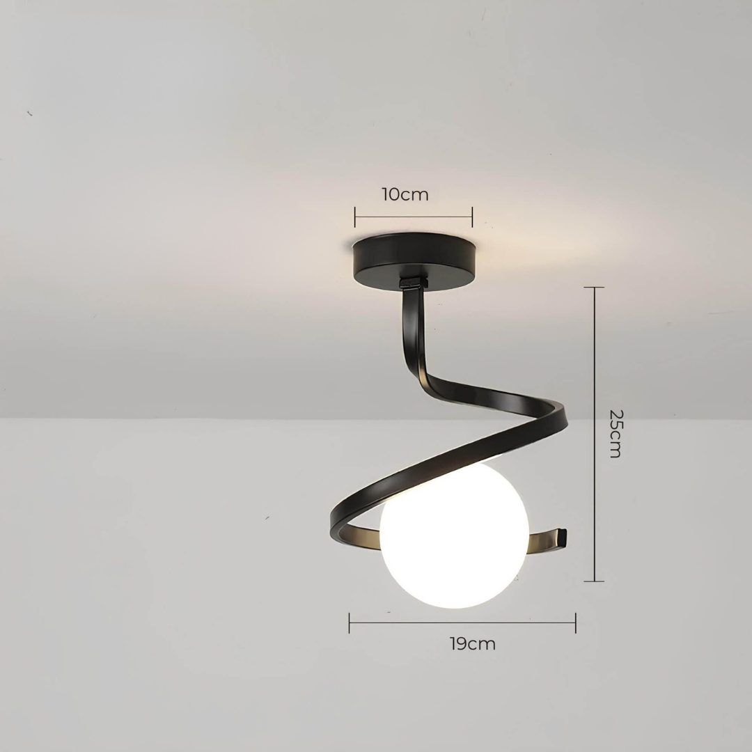Modern Spiral Ceiling Light with Glass Globe