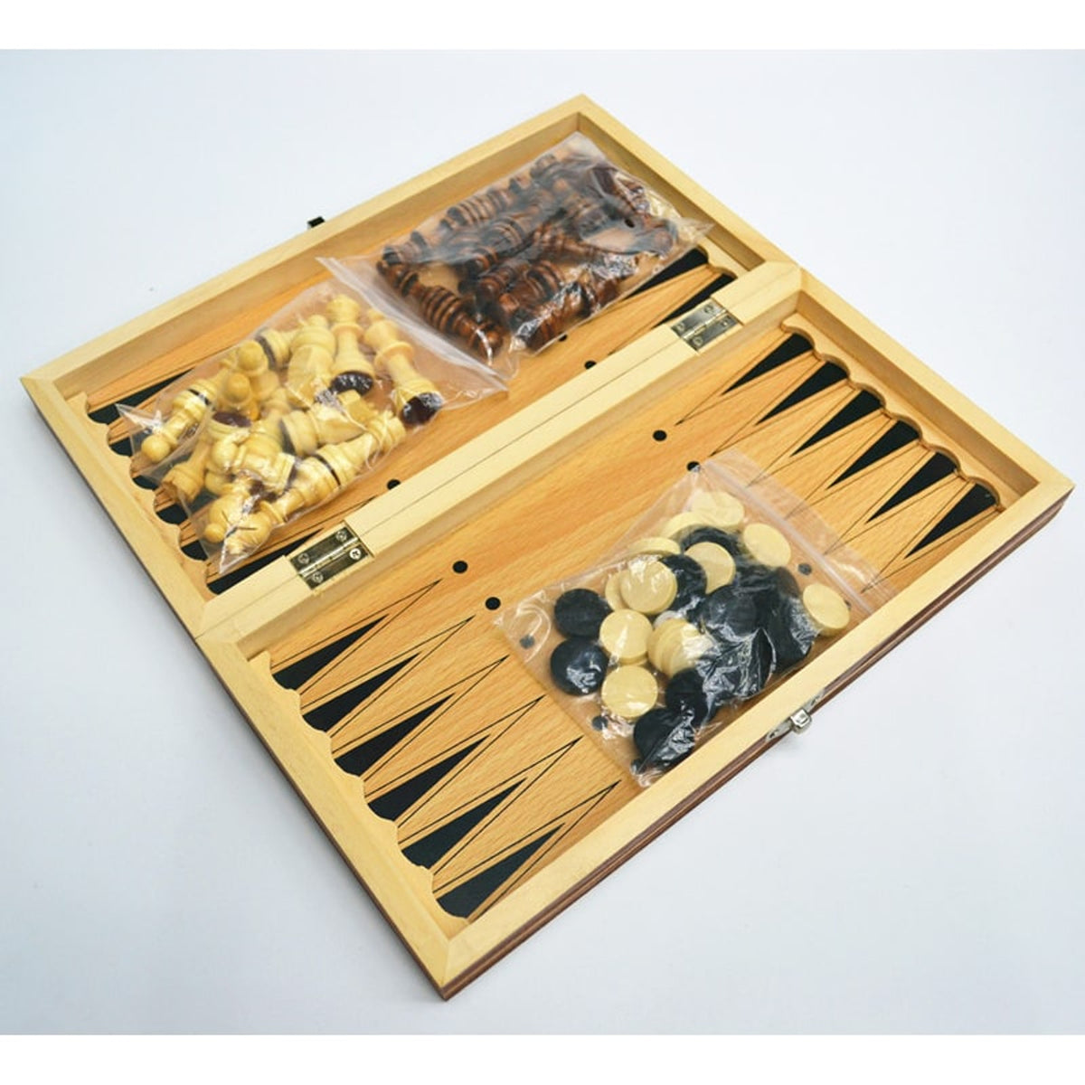 3 In 1 Chess Set Folding Magnetic Wooden Travel Game - Image 3