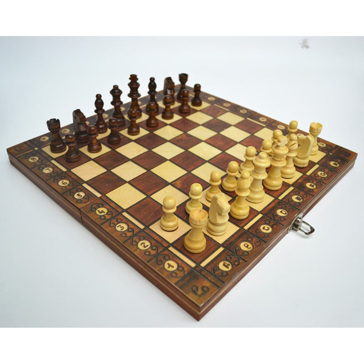 3 In 1 Chess Set Folding Magnetic Wooden Travel Game - Image 4