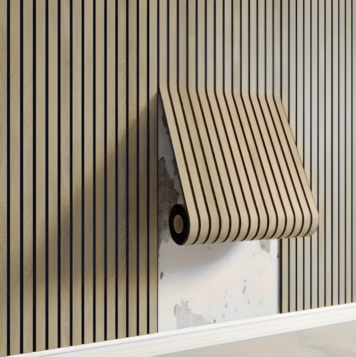 3D Wood-Effect Wall Panel with Peel-and-Stick