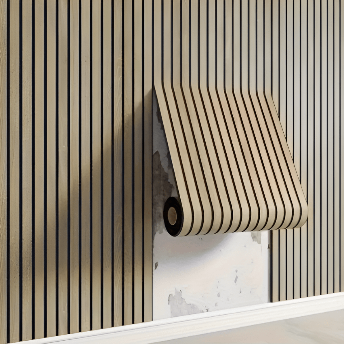 3D Wood-Effect Wall Panel with Peel-and-Stick