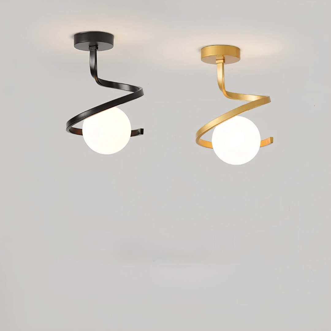 Modern Spiral Ceiling Light with Glass Globe