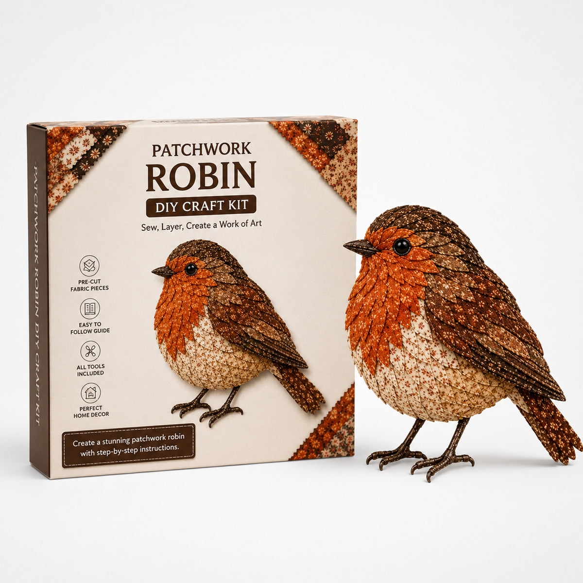 3D Fabric Patchwork Bird Kit No-Sew Layered Textured Wingmend Craft - Image 15