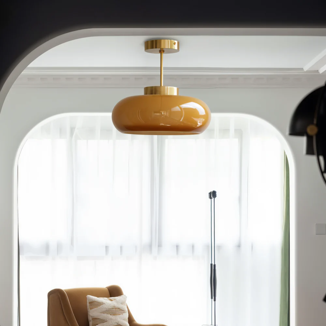Vintage Glass Ceiling Light with Dome Shade