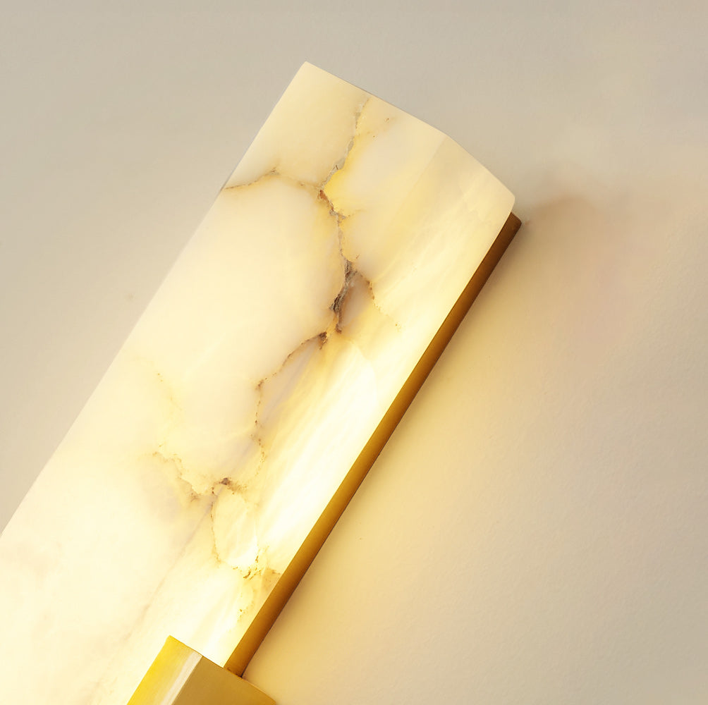 Modern Alabaster Wall Sconce with Brass Frame