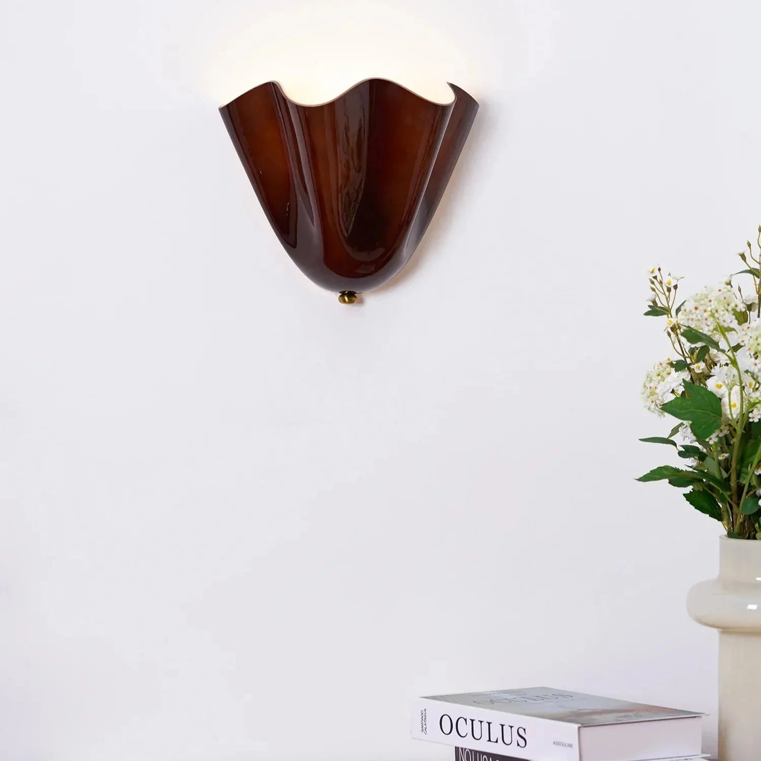 Retro Glass Shell Wall Sconce with LED Glow