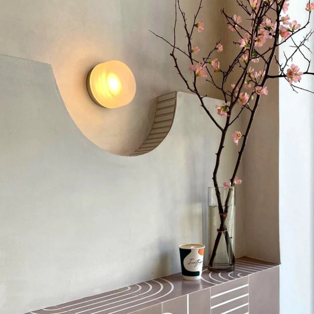 Modern Glass Wall Sconce with Rippled Shade