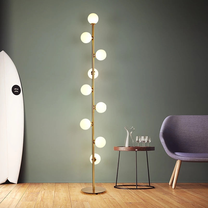 Minimalist Globe Floor Lamp with Nine Lights