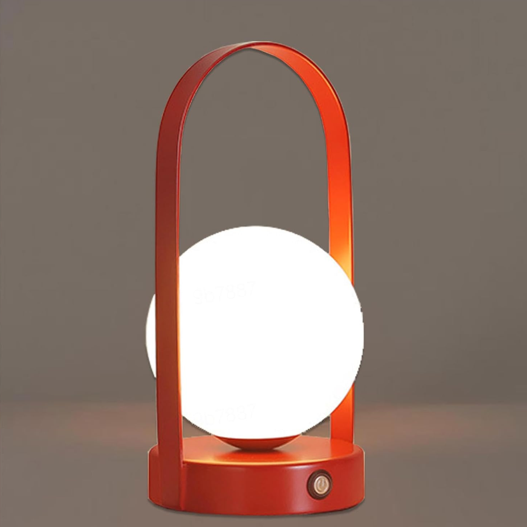 Metal Globe Table Lamp with Rechargeable LED