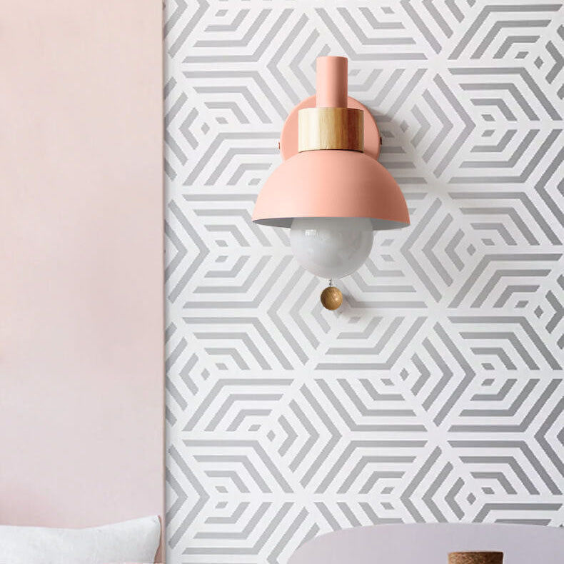 Nordic Metal Globe Wall Sconce with Pull Cord