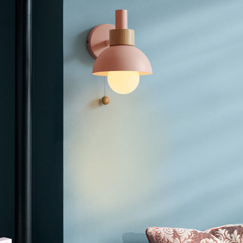 Nordic Metal Globe Wall Sconce with Pull Cord