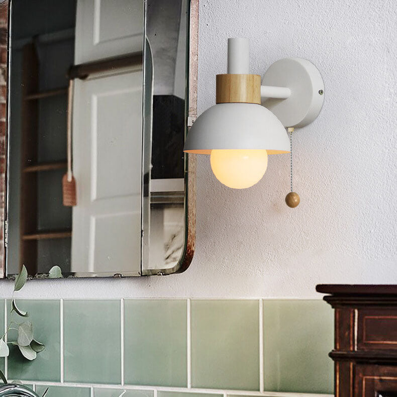 Nordic Metal Globe Wall Sconce with Pull Cord