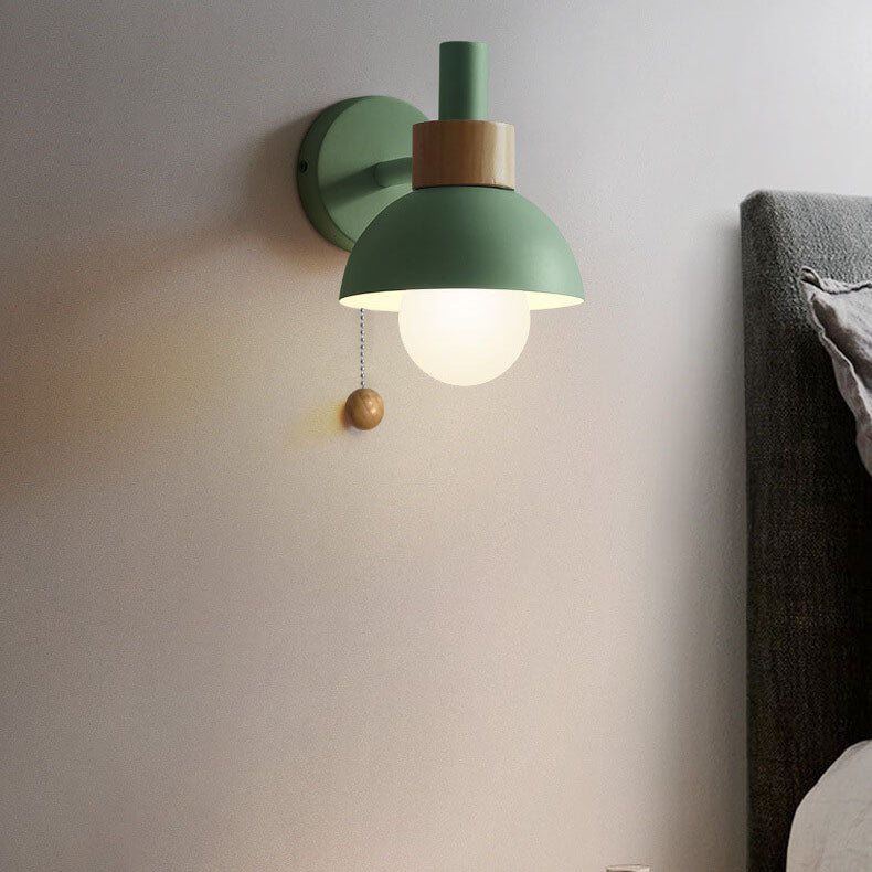 Nordic Metal Globe Wall Sconce with Pull Cord