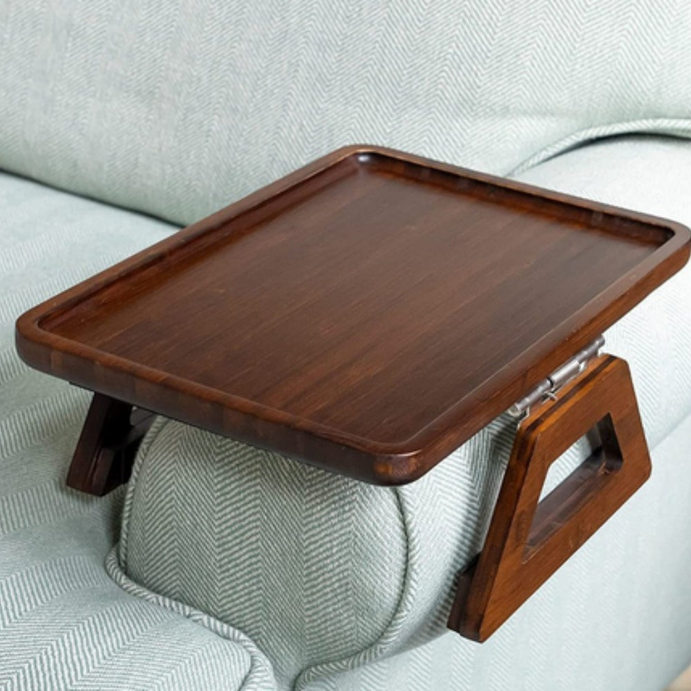 Bamboo Clip-On Arm Tray with Raised Rim