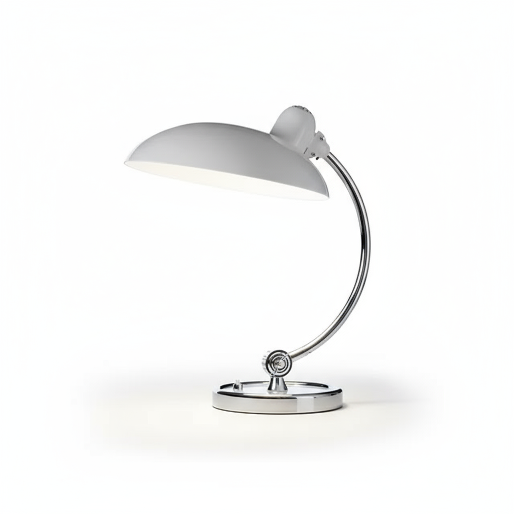 Bauhaus Dome Table Lamp with Chrome Arm