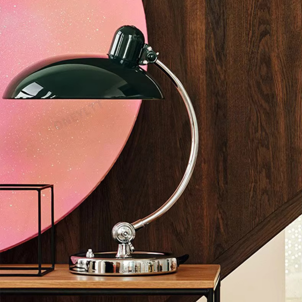 Bauhaus Dome Table Lamp with Chrome Arm