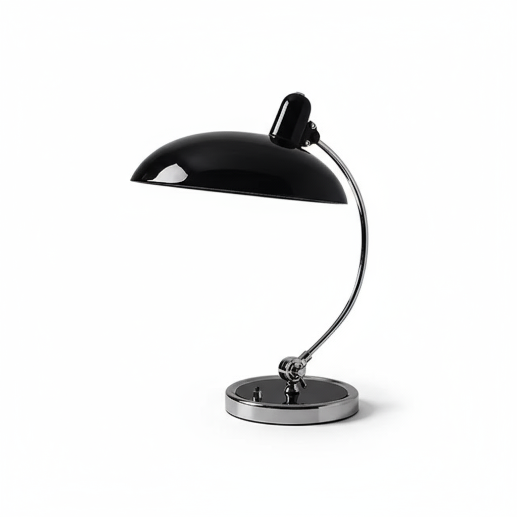 Bauhaus Dome Table Lamp with Chrome Arm