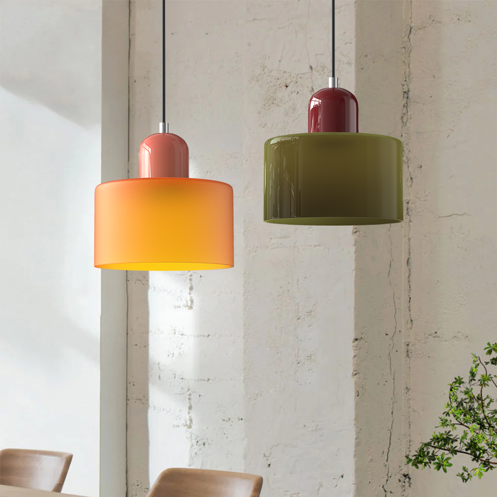 Bauhaus Glass Cylinder Pendant Light Colorful