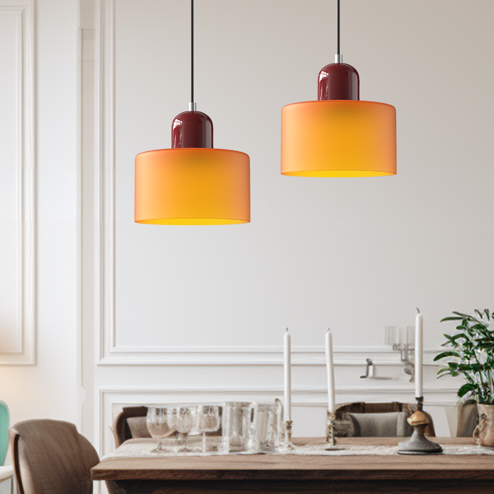 Bauhaus Glass Cylinder Pendant Light Colorful