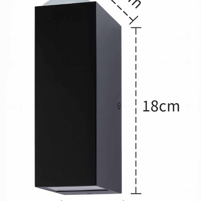 Black Aluminum Wall Sconce with Dual LED Glow