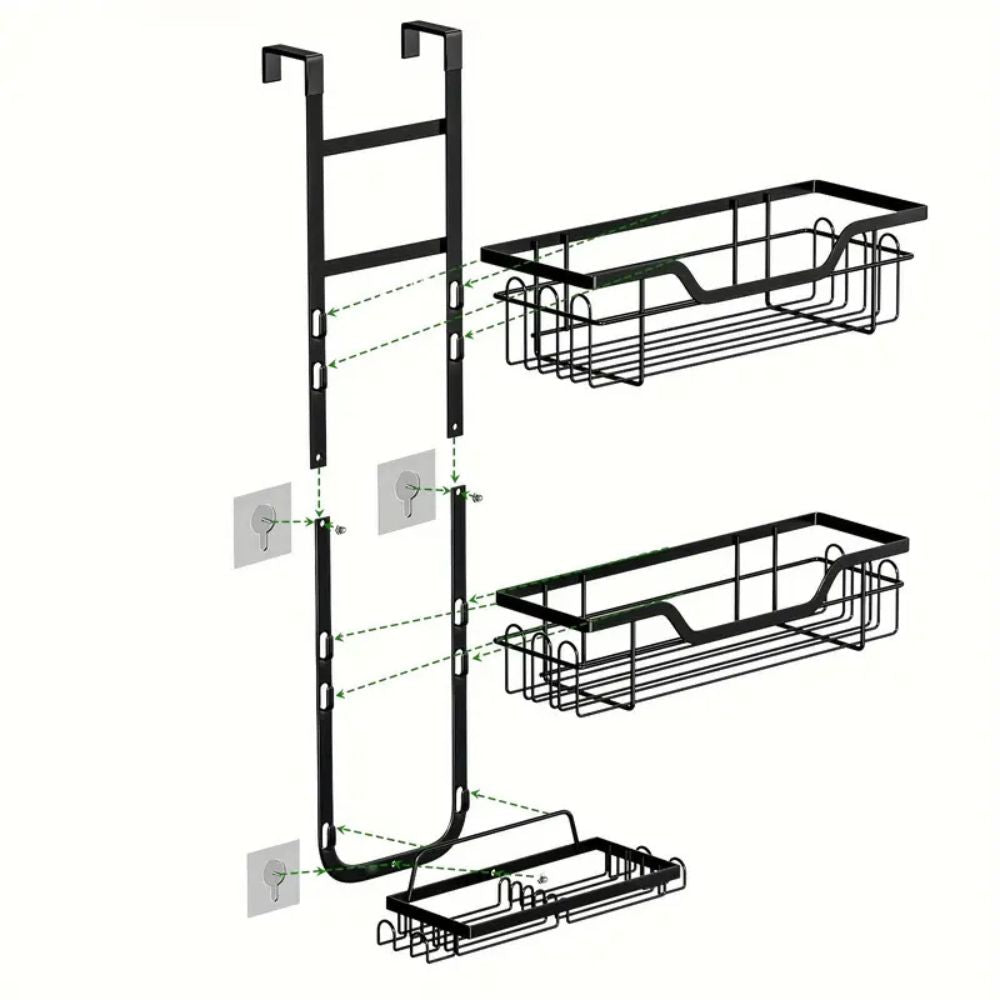 Black Metal Hanging Caddy with Three Tiers