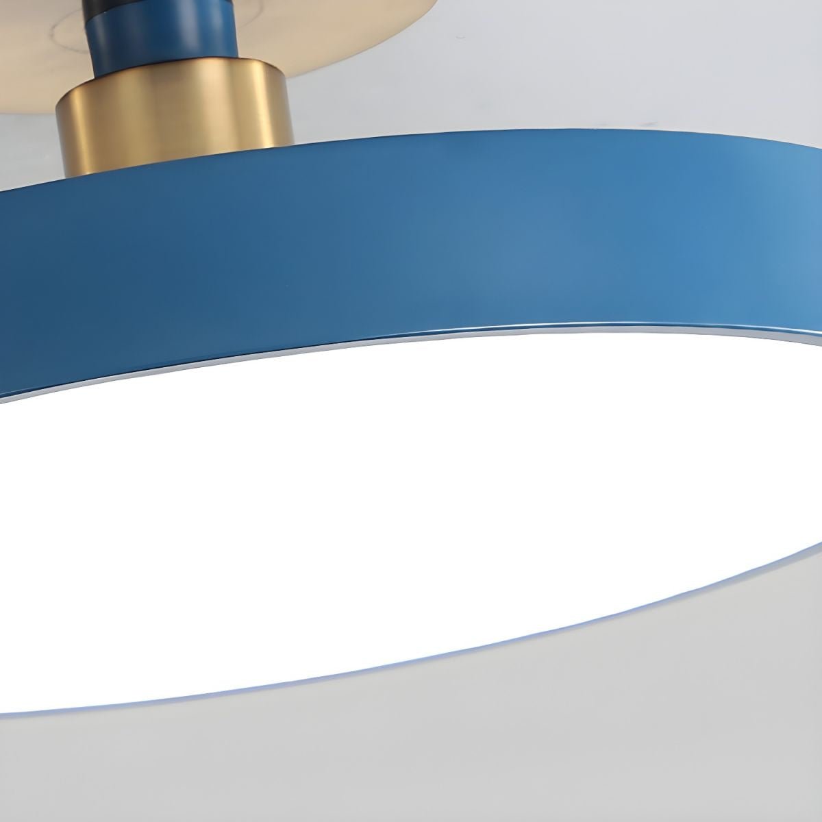 Black Round LED Flush Mount Light Gold Accent