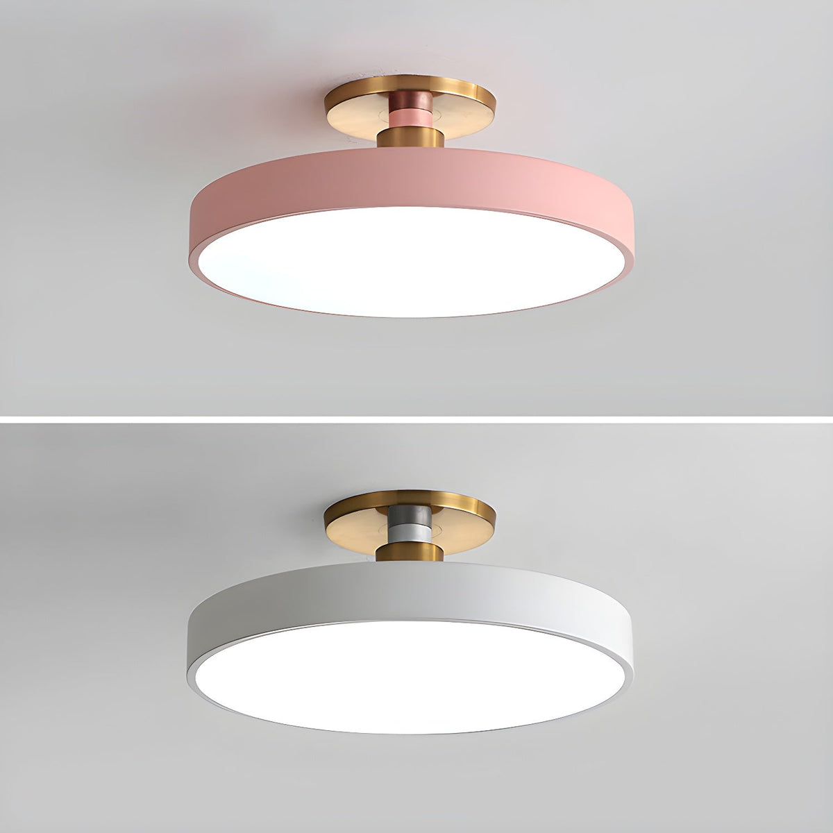 Black Round LED Flush Mount Light Gold Accent
