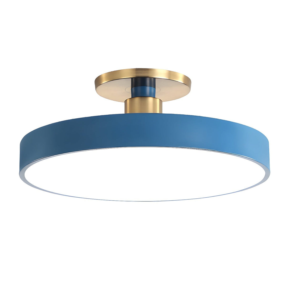 Black Round LED Flush Mount Light Gold Accent