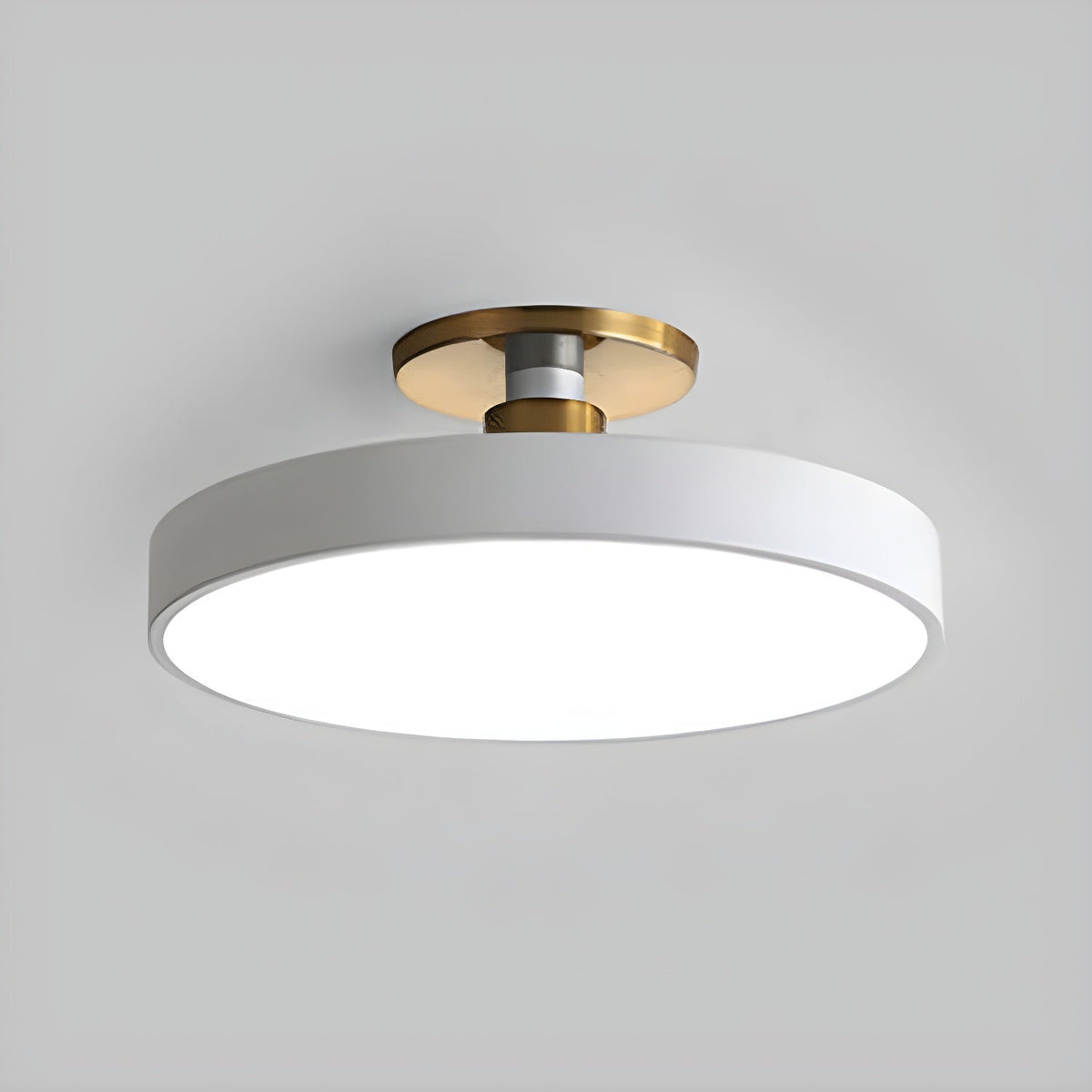 Black Round LED Flush Mount Light Gold Accent