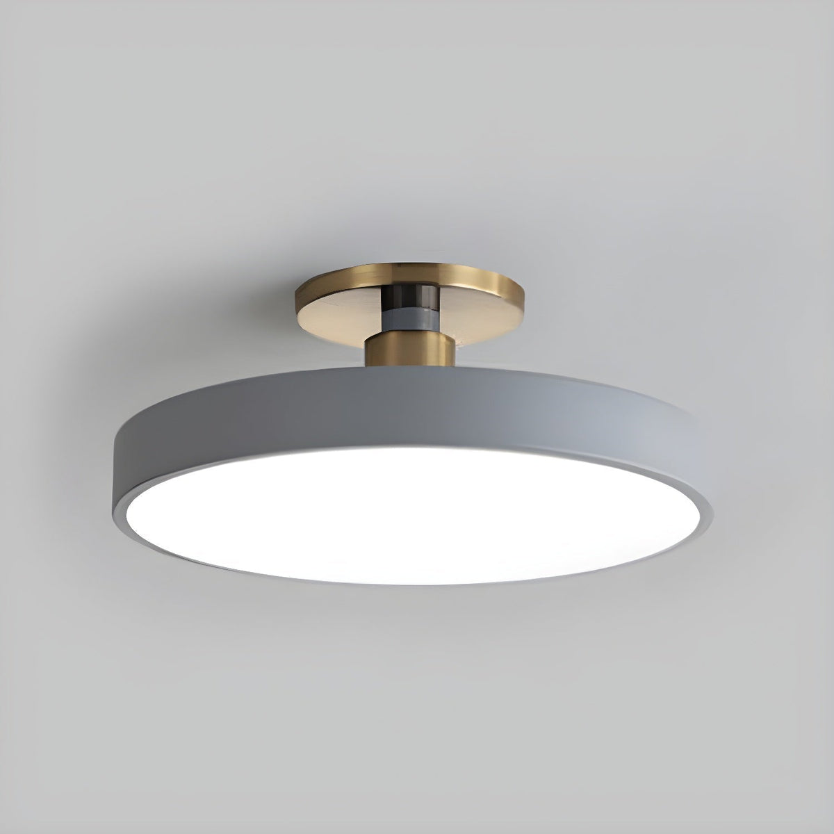 Black Round LED Flush Mount Light Gold Accent