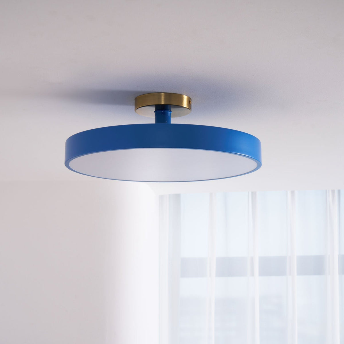 Black Round LED Flush Mount Light Gold Accent