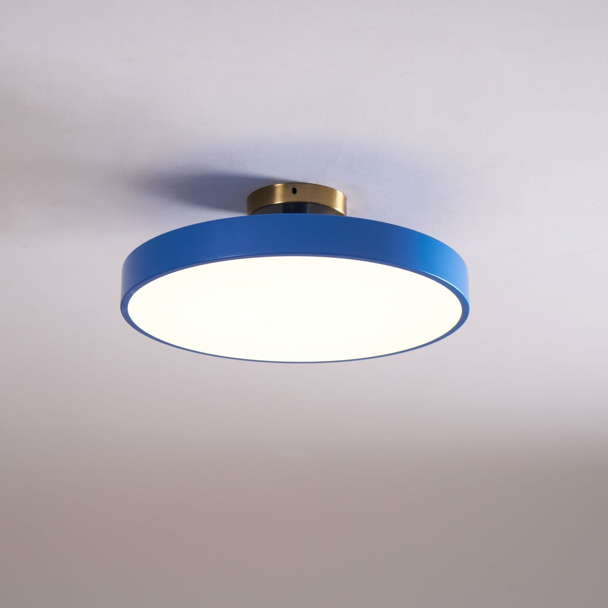 Black Round LED Flush Mount Light Gold Accent