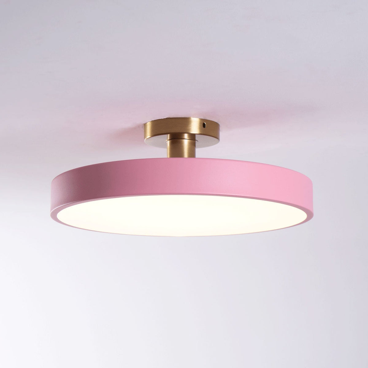 Black Round LED Flush Mount Light Gold Accent