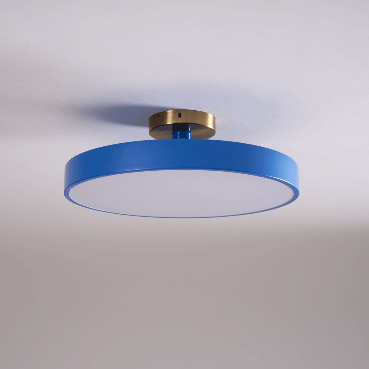 Black Round LED Flush Mount Light Gold Accent