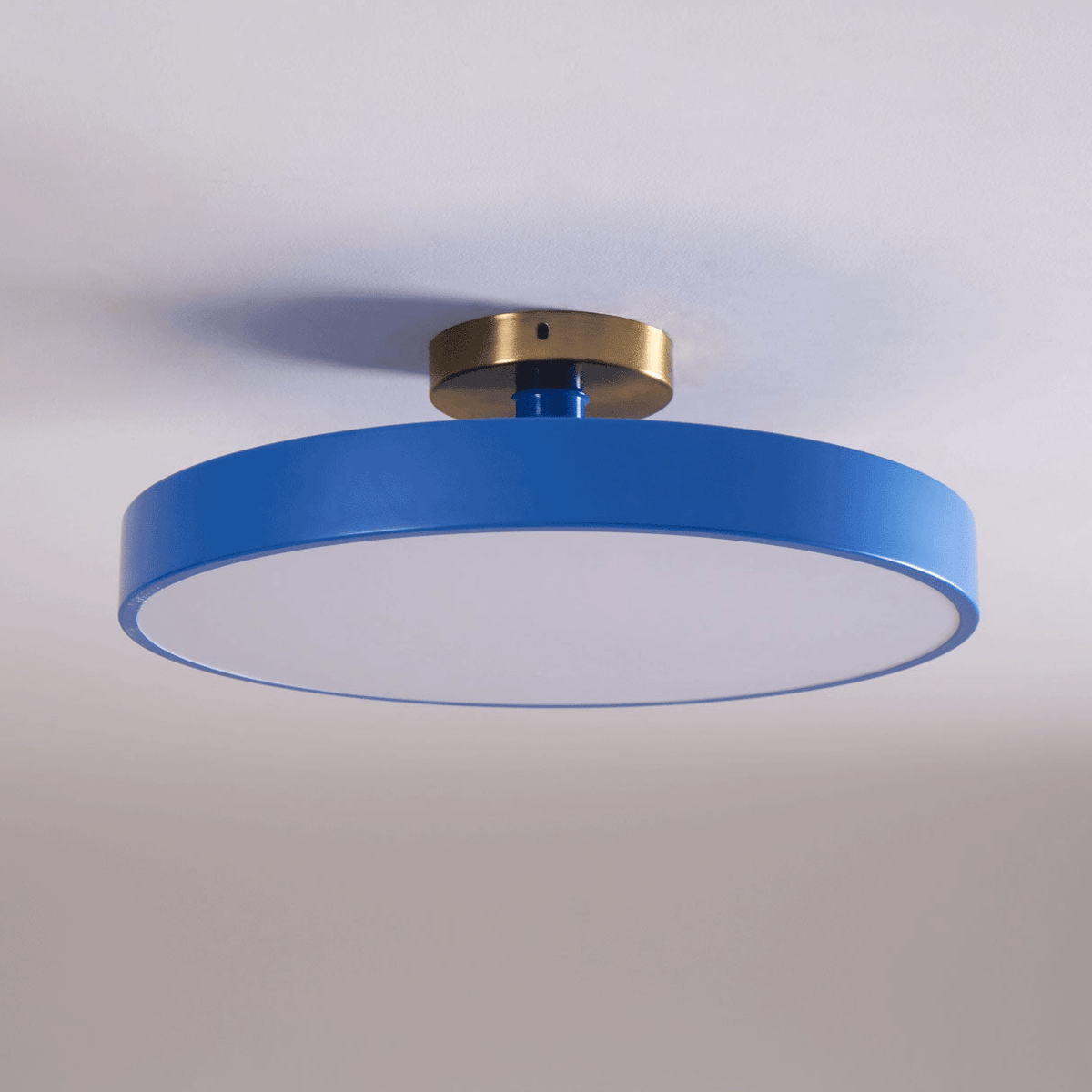 Black Round LED Flush Mount Light Gold Accent