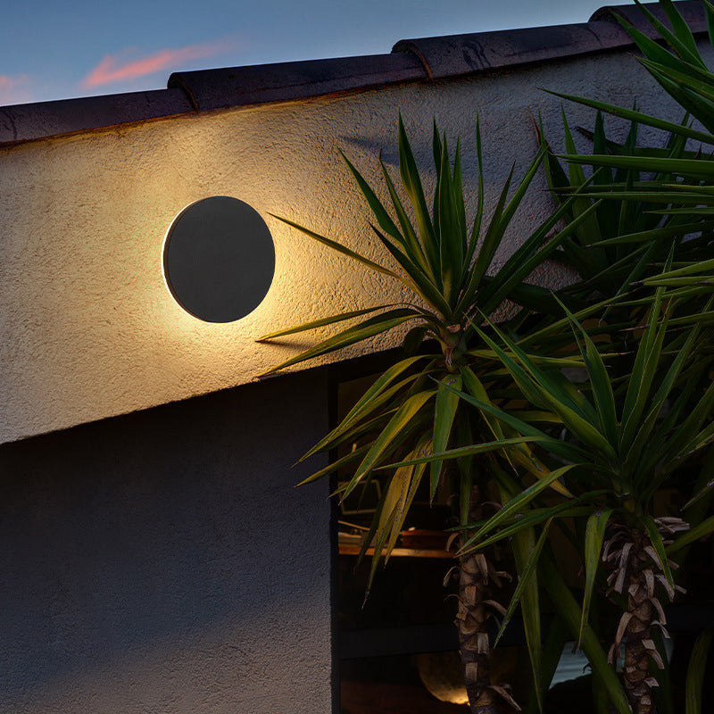 Black Round LED Wall Sconce with Halo Glow