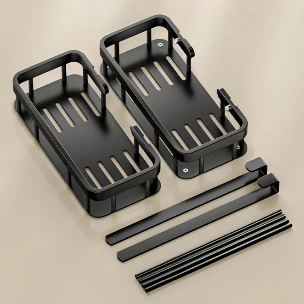 Black Stainless Steel Double Tier Caddy Rack