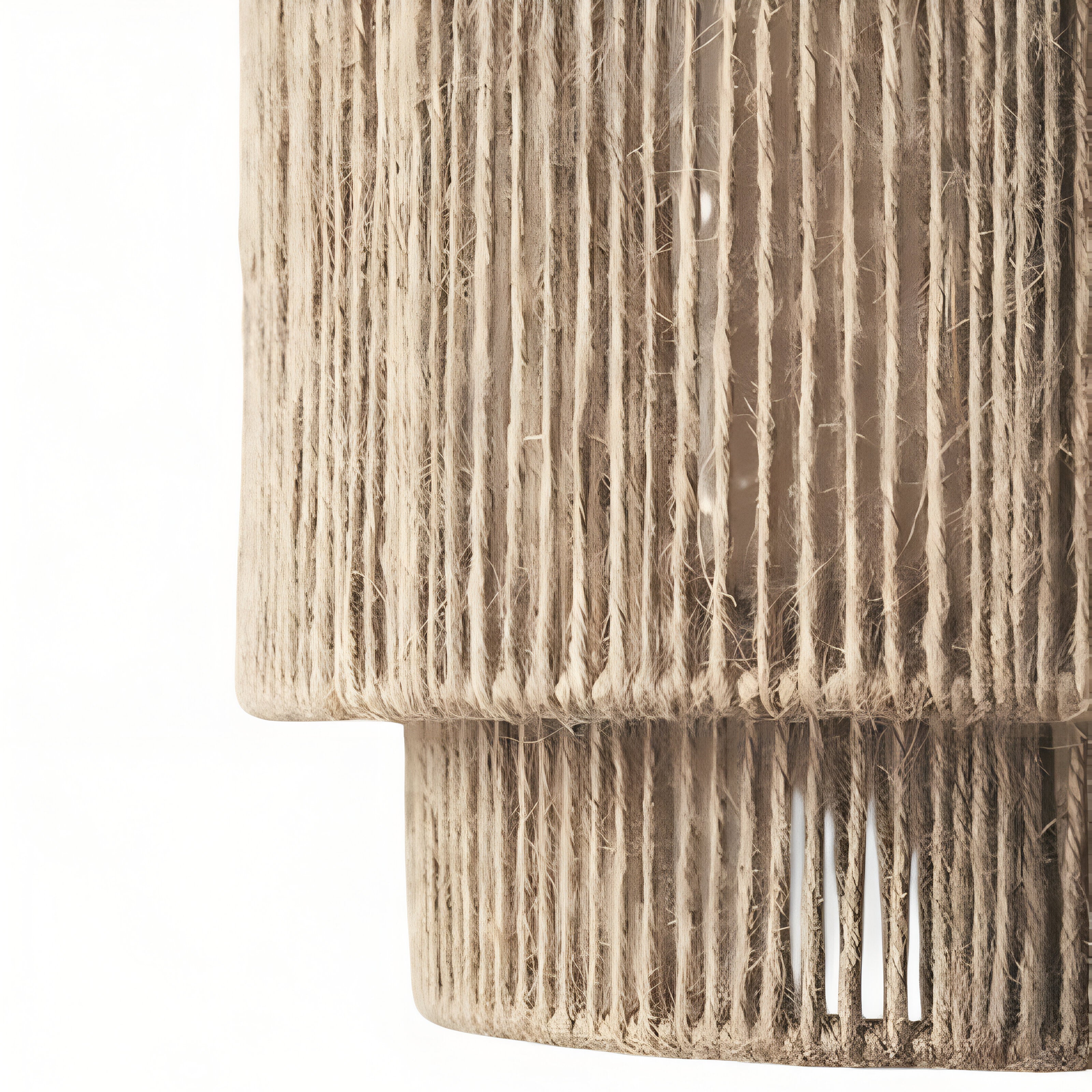 Boho Hemp Rope Wall Sconce with Layered Shade