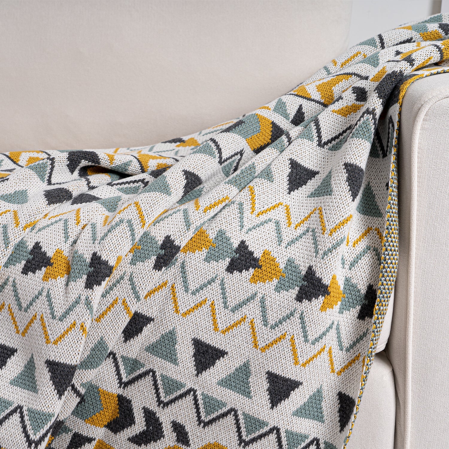 Boho Tribal Throw Blanket with Corner Tassels