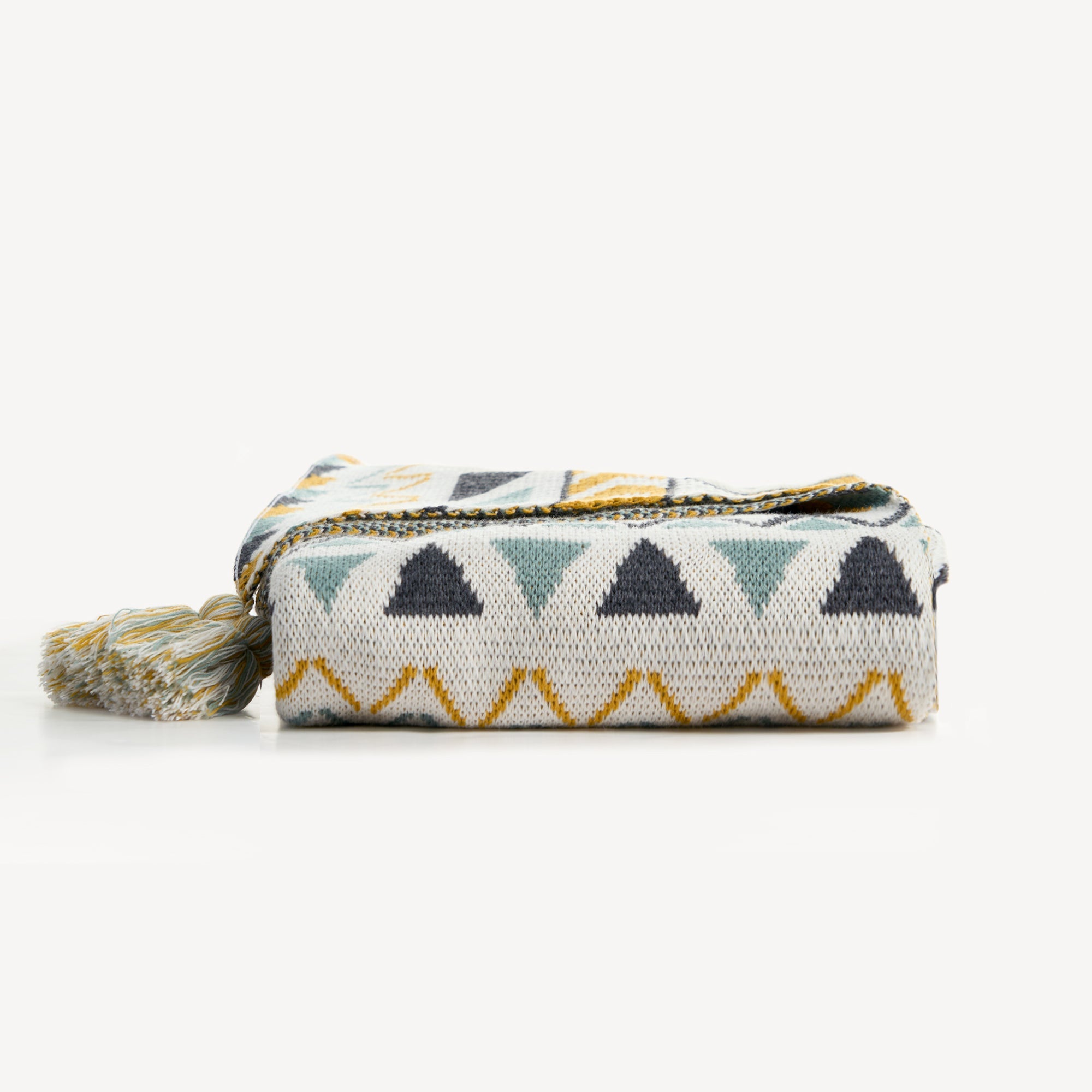 Boho Tribal Throw Blanket with Corner Tassels