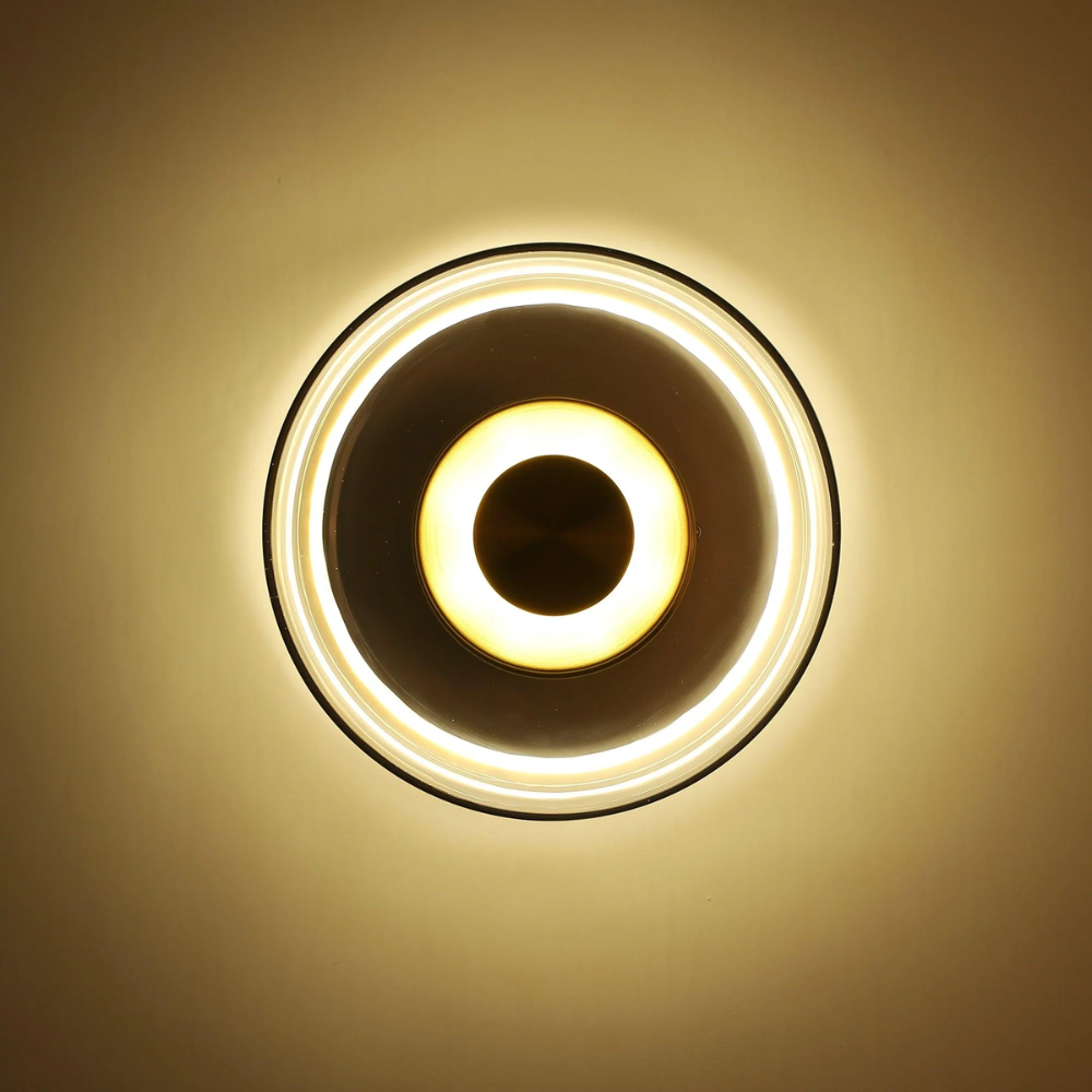 Brass Glass Round Wall Sconce with Halo Glow