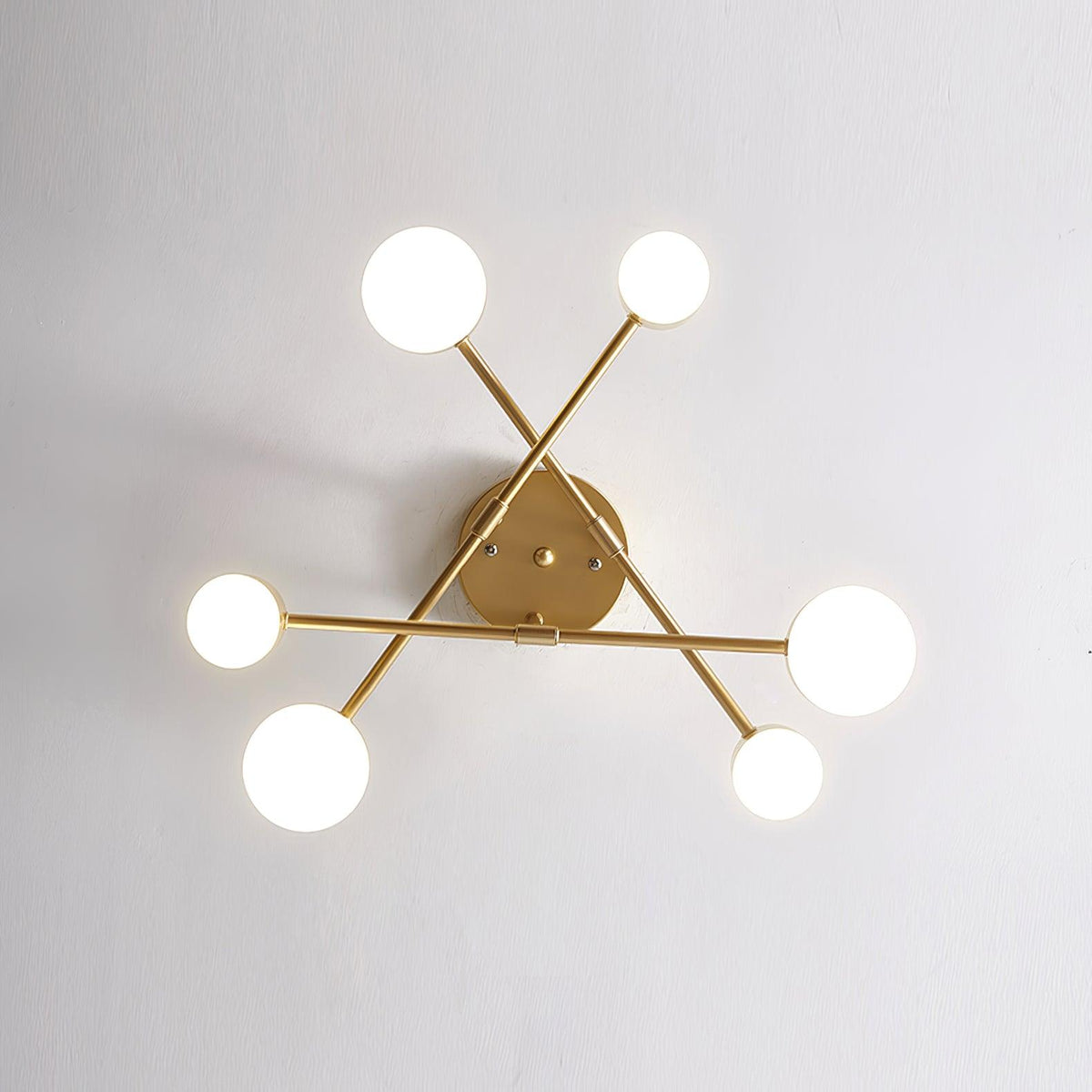 Brass Globe Sputnik 6-Light Ceiling Fixture