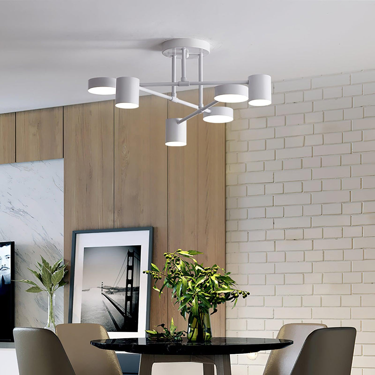 Brass Globe Sputnik 6-Light Ceiling Fixture
