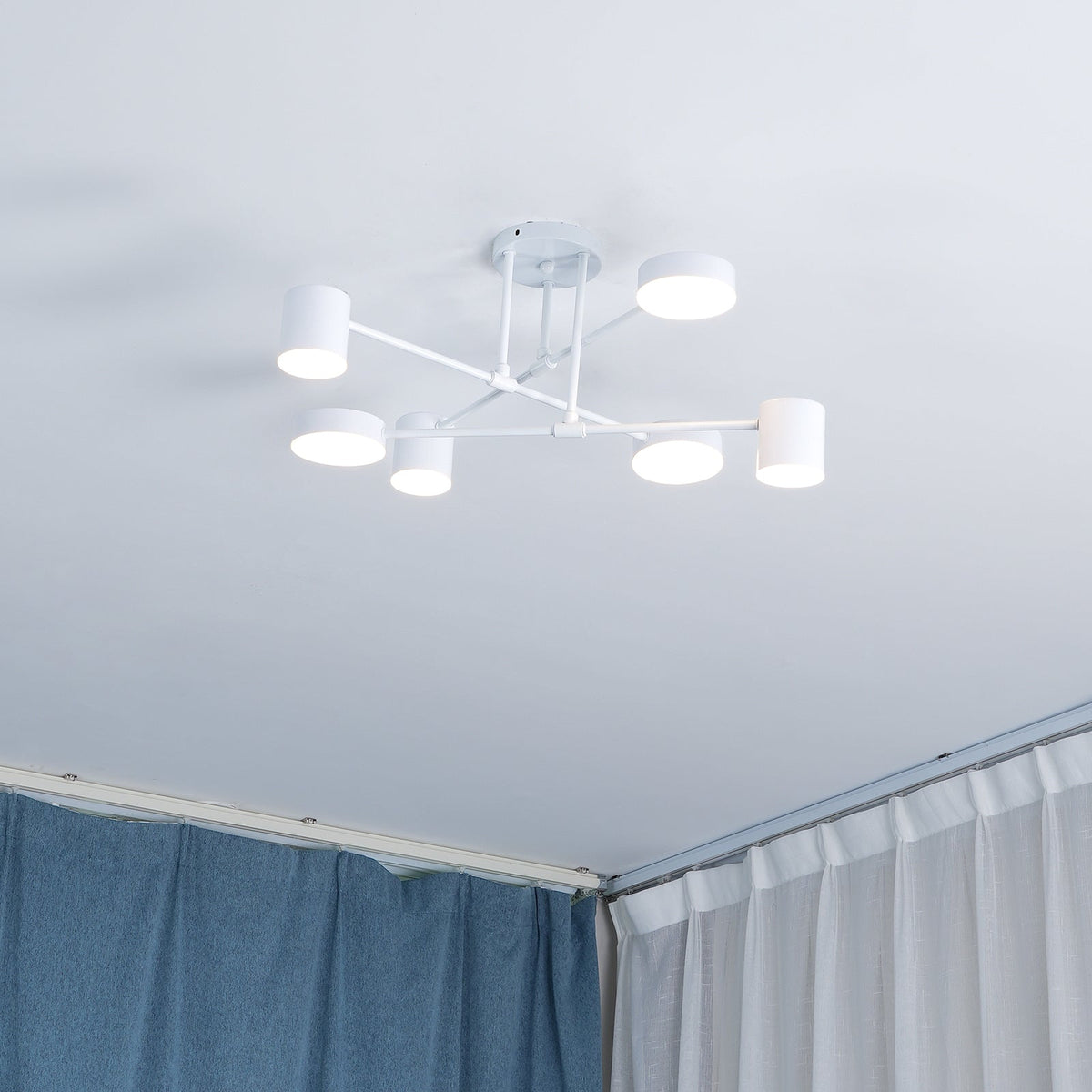 Brass Globe Sputnik 6-Light Ceiling Fixture