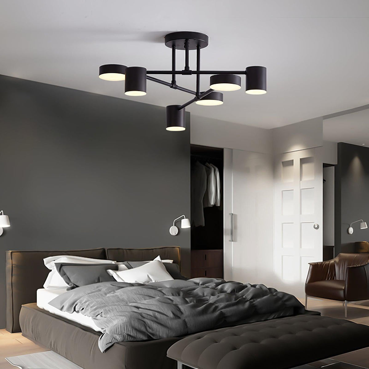 Brass Globe Sputnik 6-Light Ceiling Fixture